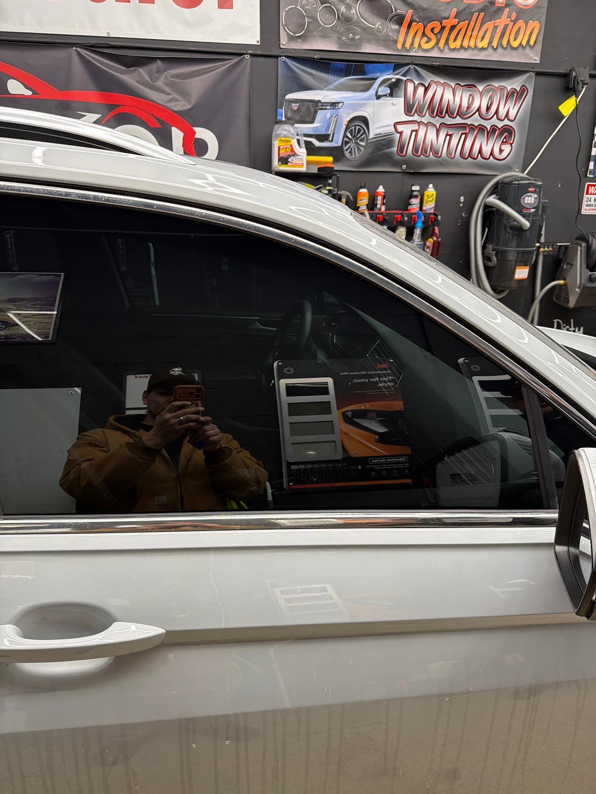 Window tinting on white SUV — Doctor Detail Eagan MN