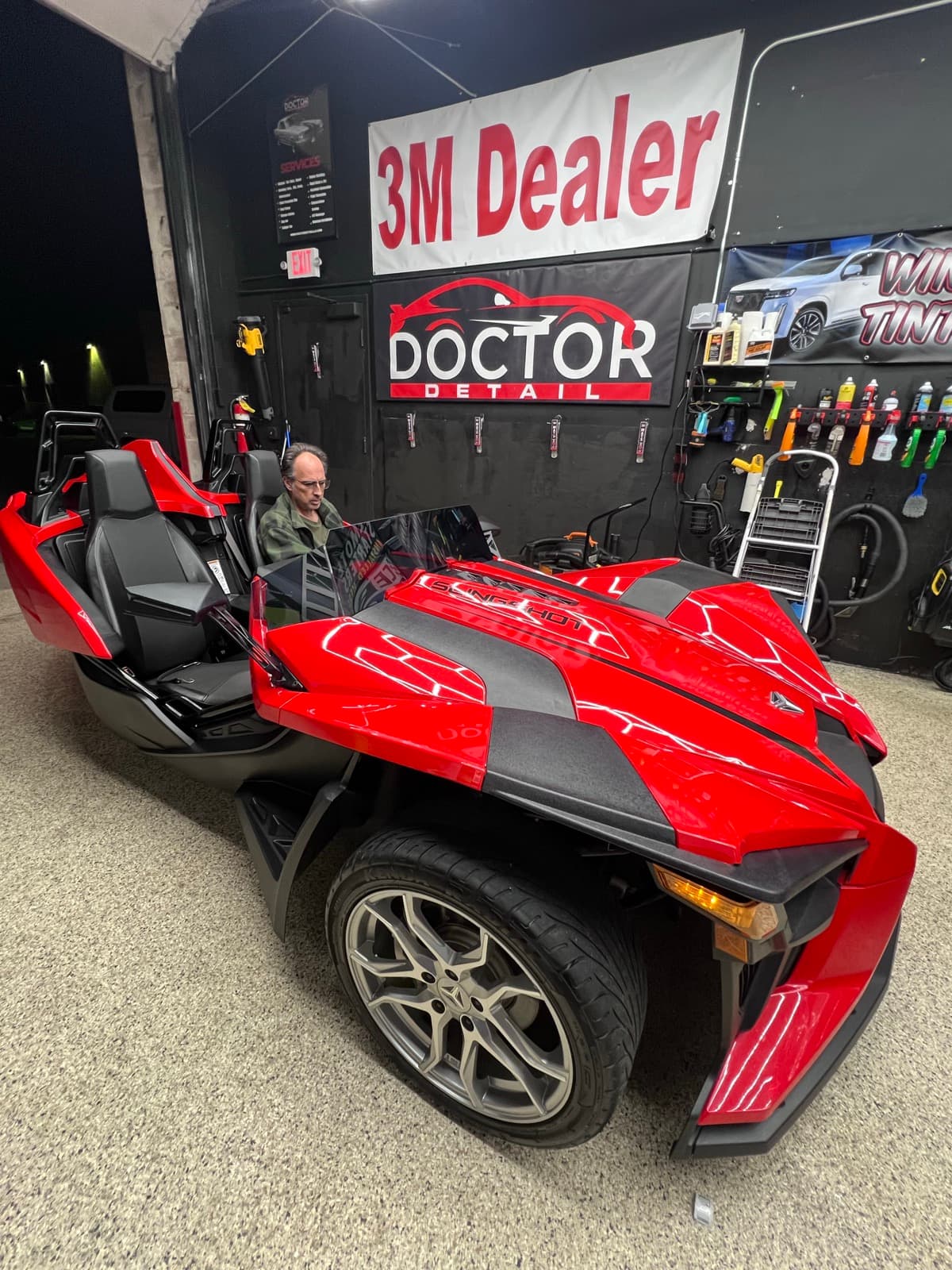 Red Polaris Slingshot detail — Doctor Detail Eagan MN